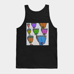 Rainbow Blue Face Emo Kid Tank Top